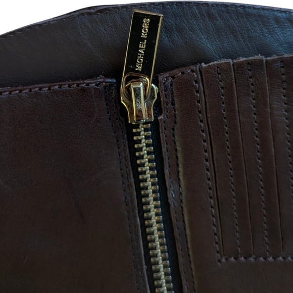 Michael Kors Leather Knee High Riding Boots Black Two Tone Side Zip Sz 6 ST14G - Picture 6 of 11